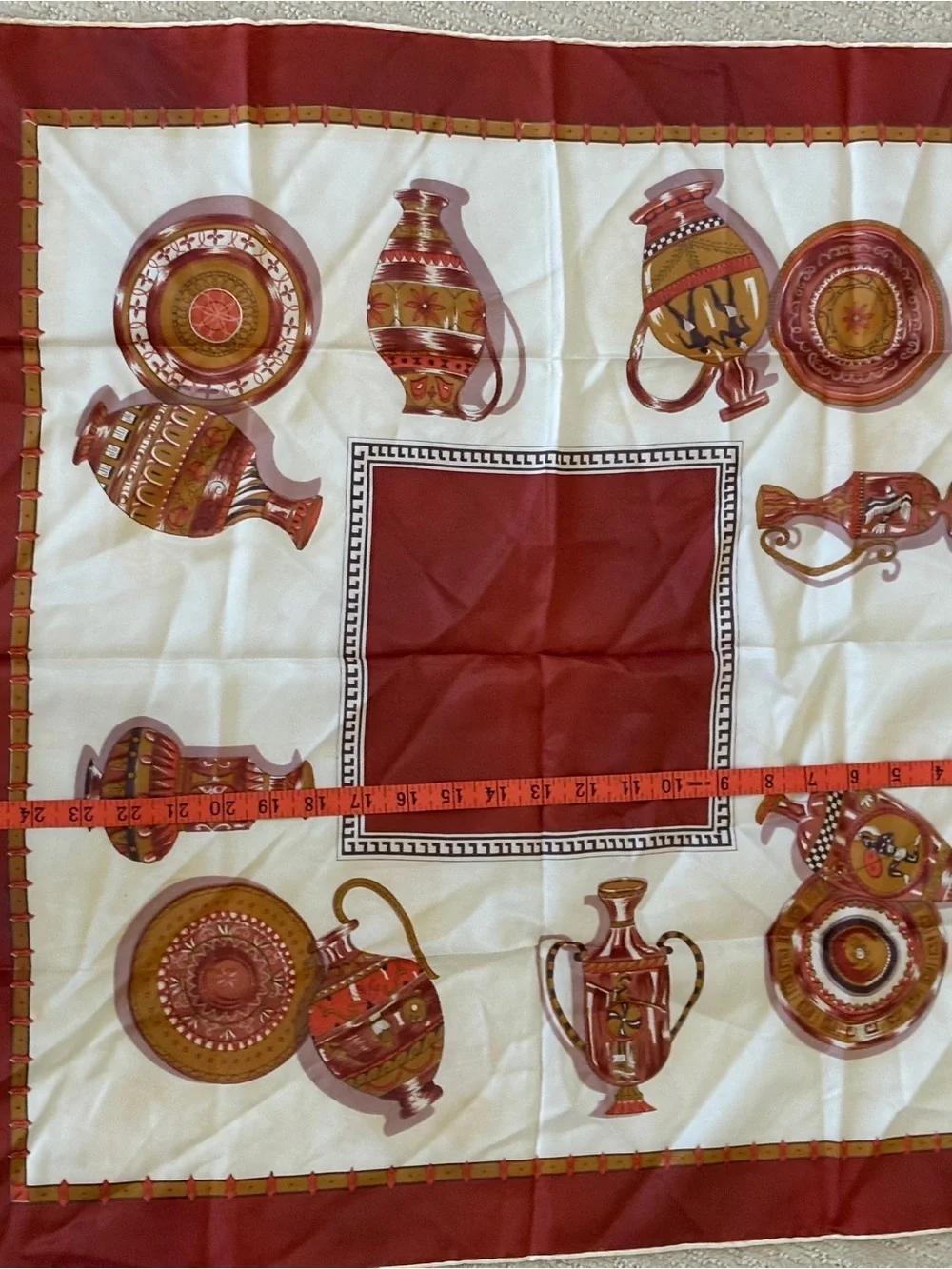 Vintage Greek Pottery Terracotta Amphora Print Style Scarf Made Japan 27
